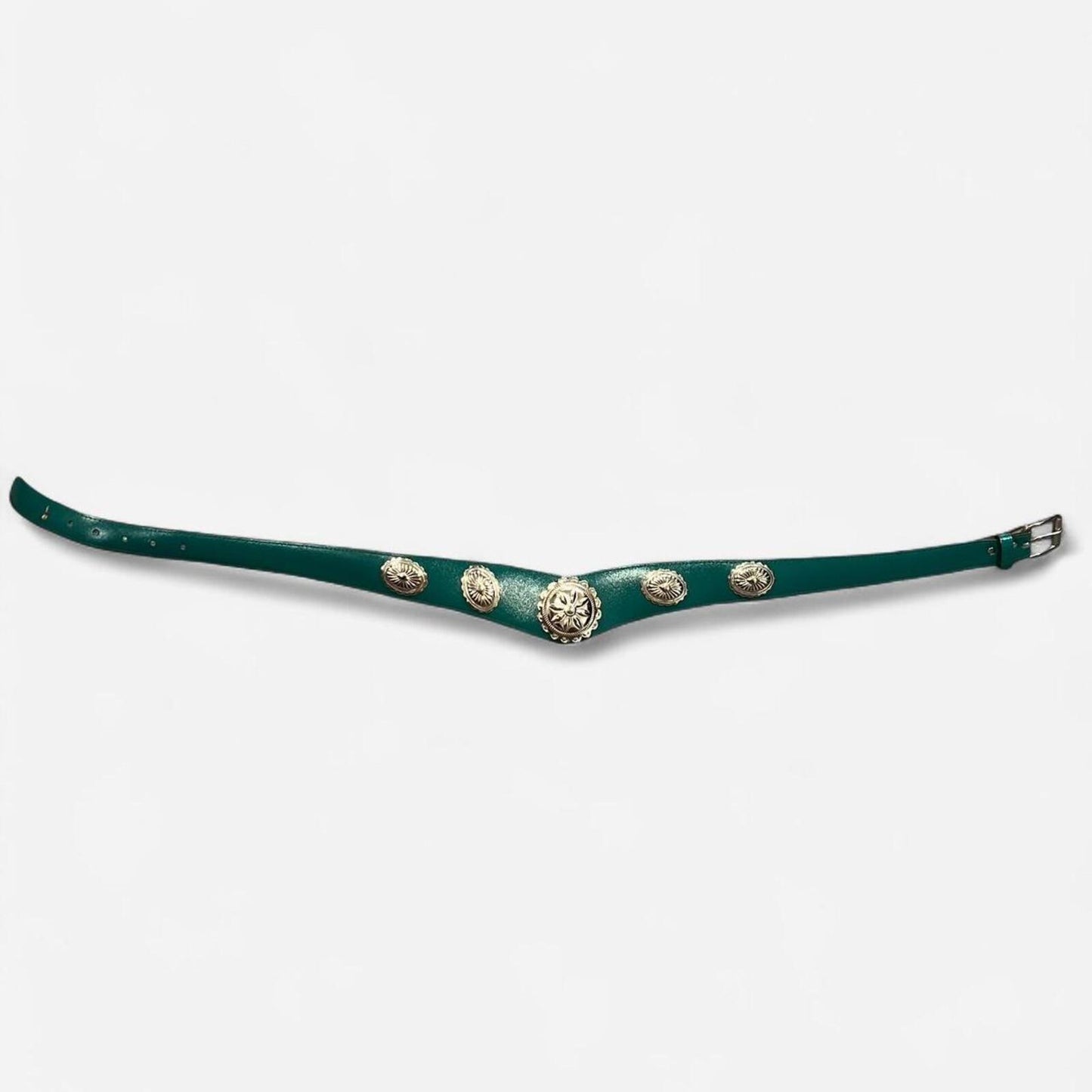 Vintage Green Western Concho Leather Belt