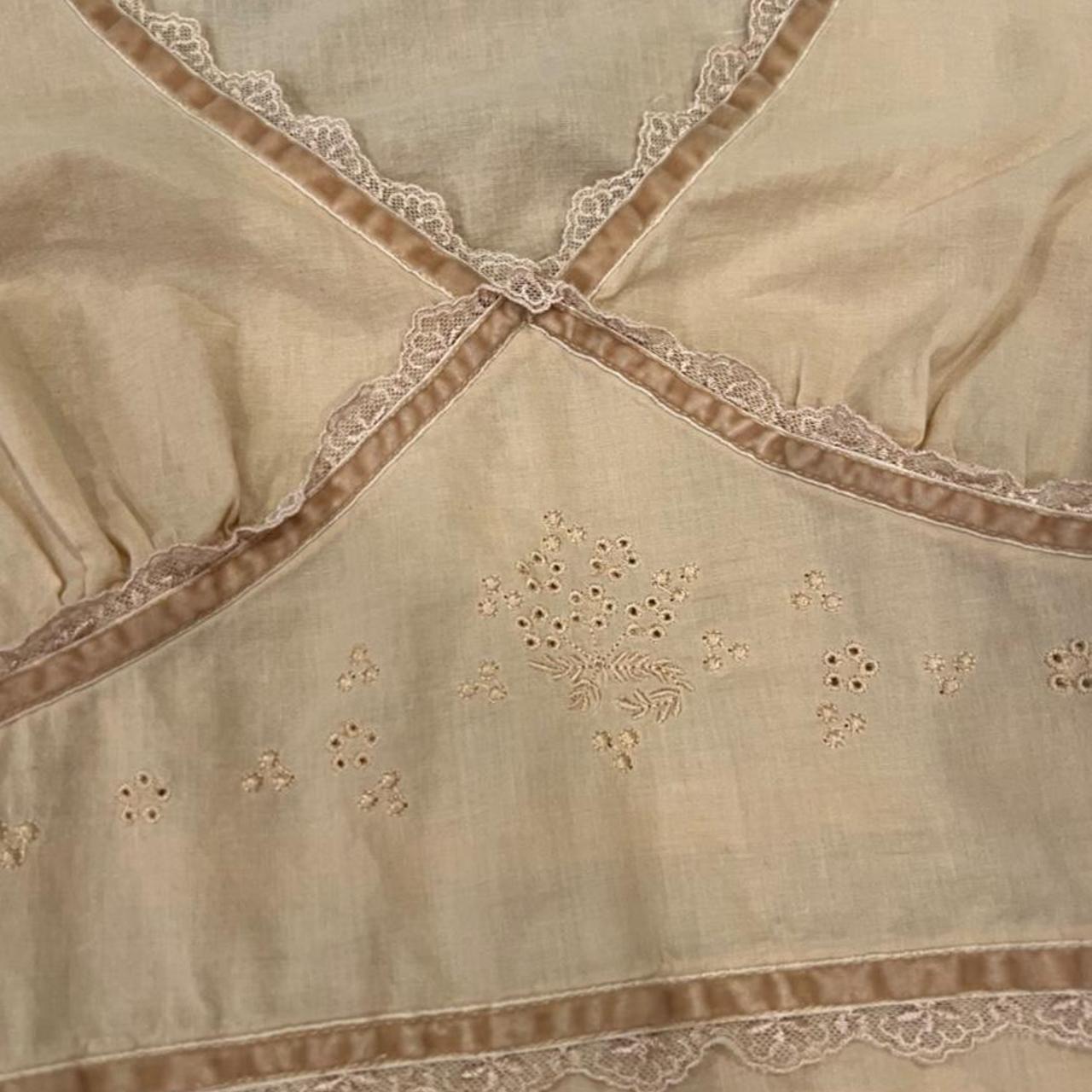 Y2K Butter Cream Eyelet Lace Cotton Top Coquette Boho L