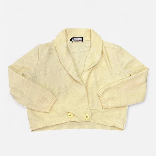 Vintage 90s Yellow Textured Knit Cropped Cardigan