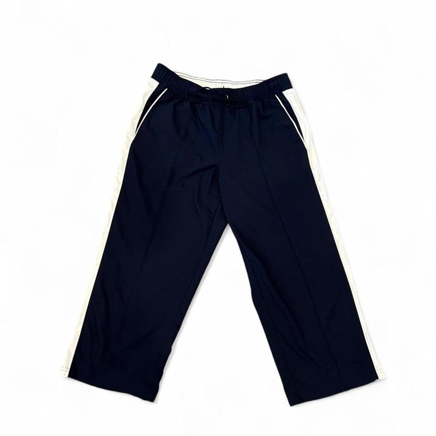 Y2K Navy Track Capris Side Stripe Athletic Pants Small
