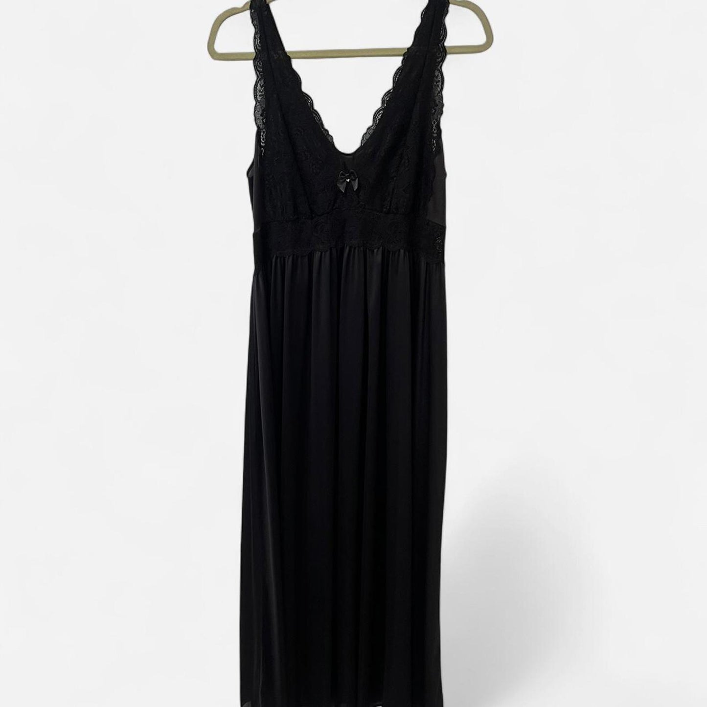 Romantic Vintage Black Lace Slip Dress Maxi 90s