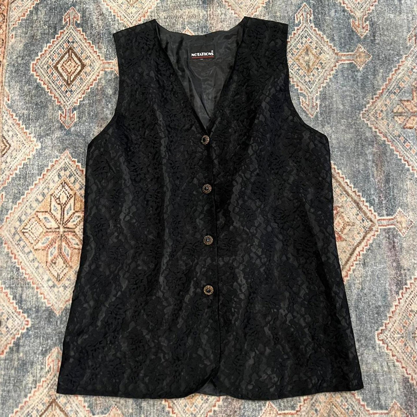 Vintage 90s Black Lace Vest