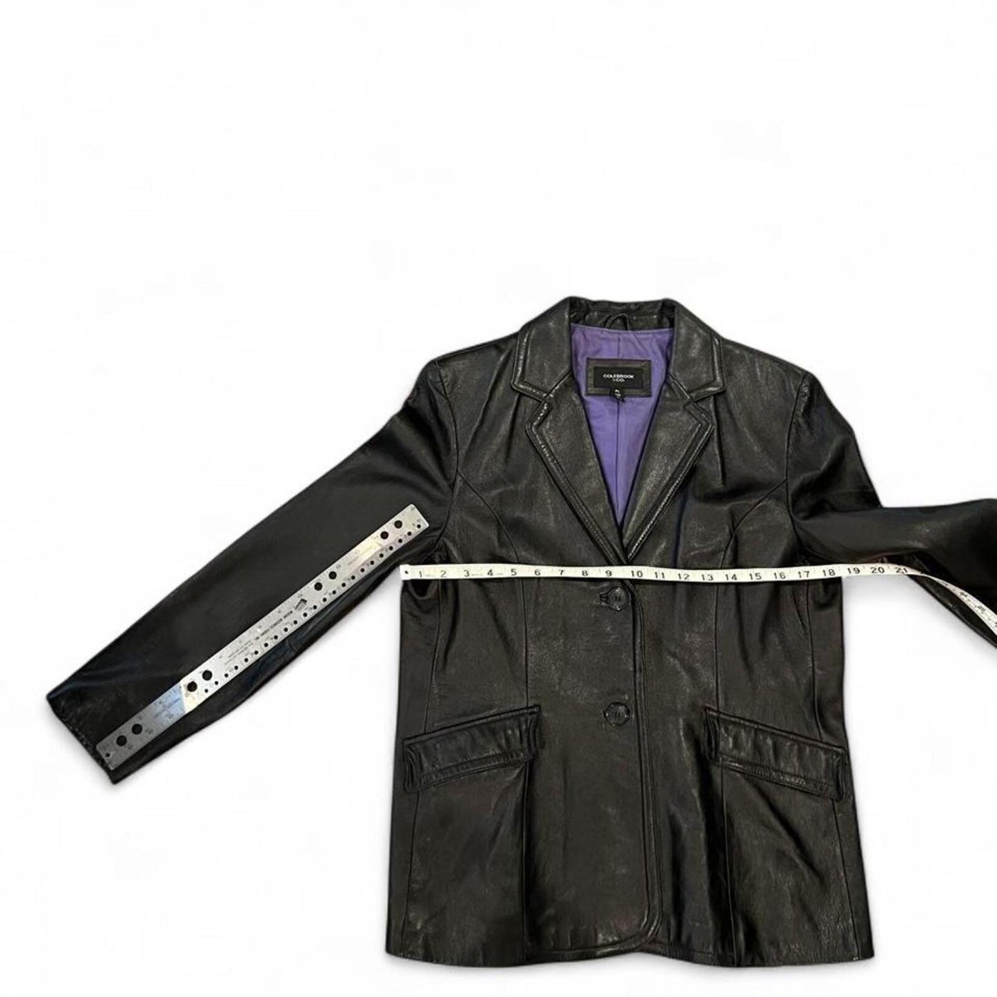 Vintage 90s Black Leather Blazer Jacket Minimalist Y2K Grunge