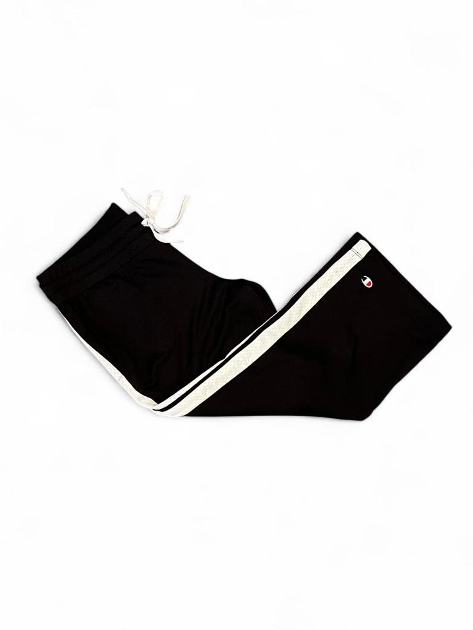 Y2K Black Side Stripe Cropped Track Pants XS