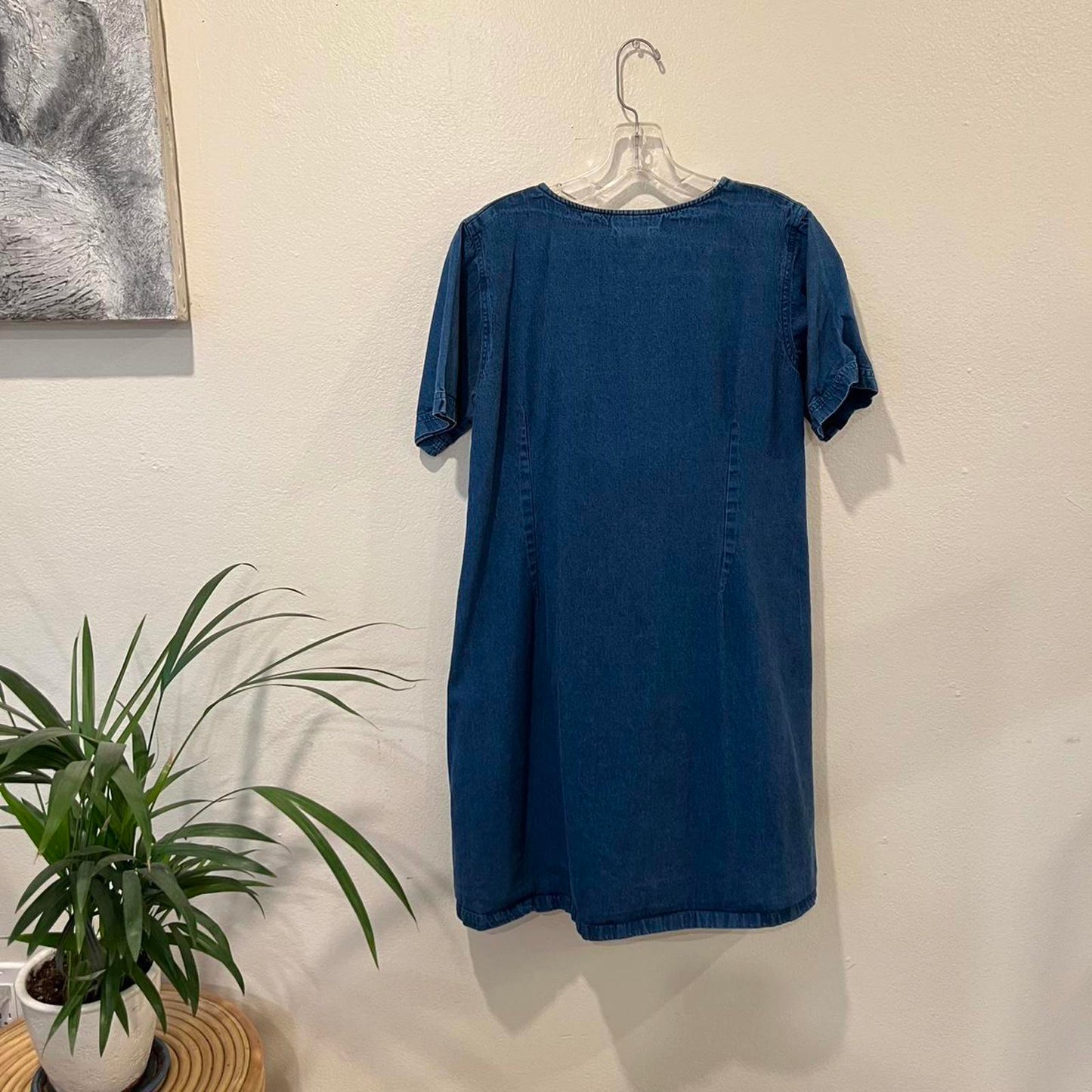 Vintage Denim Embroidered Button Dress