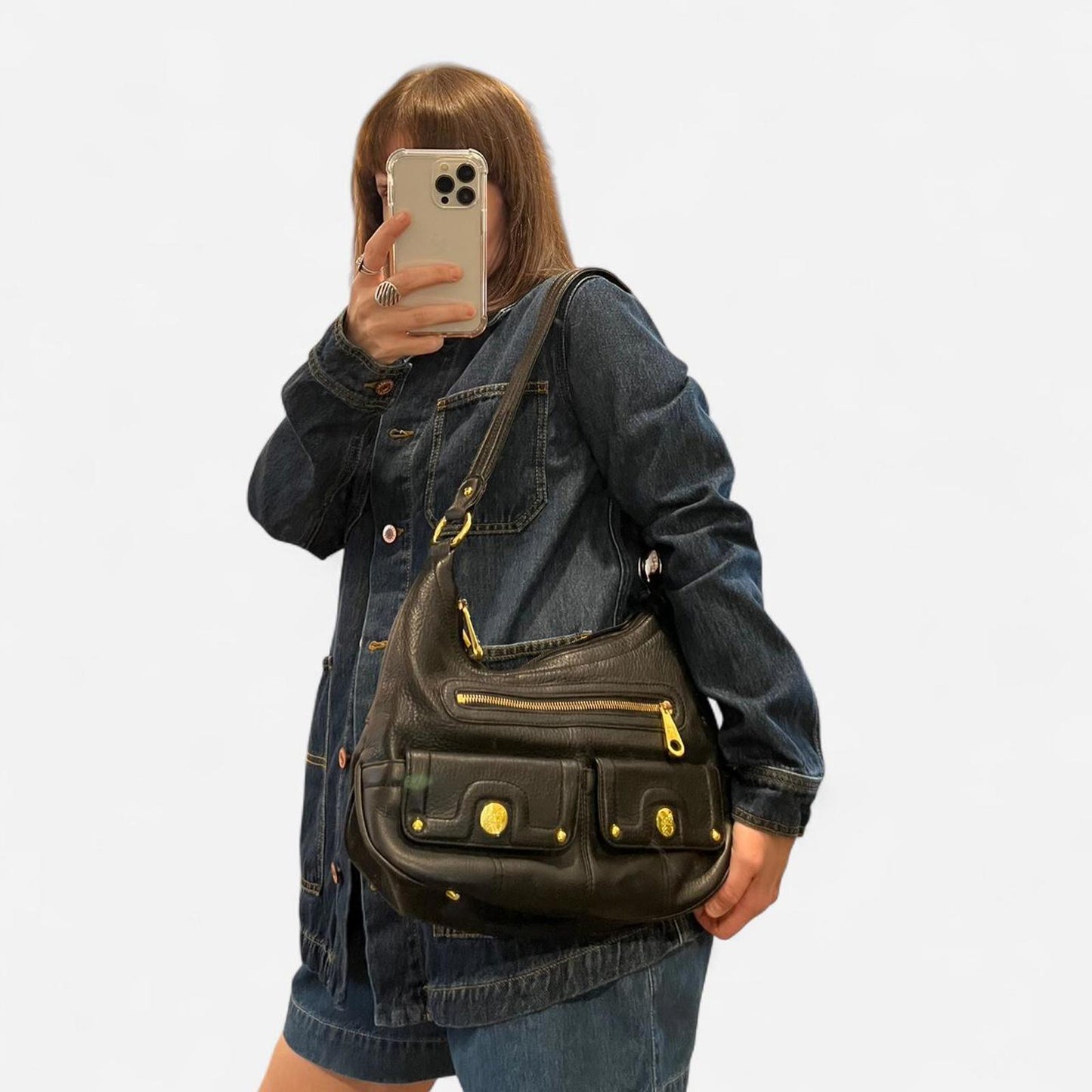 Vintage Y2K Black Leather Shoulder Bag