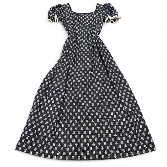 Vintage Prairie Maxi Dress Navy Floral Cottagecore