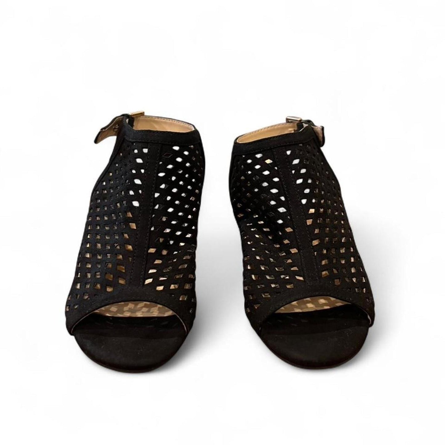 Black Cutout Block Heel Sandals (Size 7)