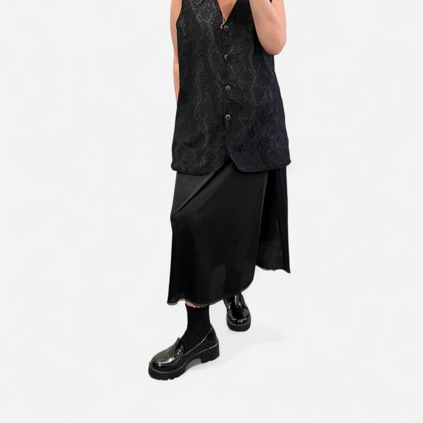 Vintage Black Slip Skirt