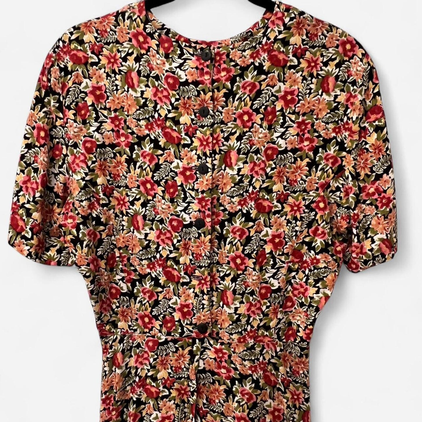Vintage Floral Midi Dress 90s Grunge Soft Girl Rayon