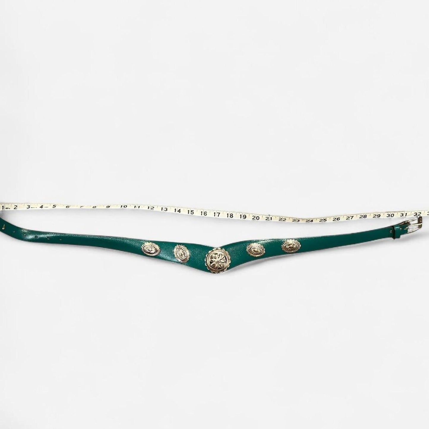 Vintage Green Western Concho Leather Belt