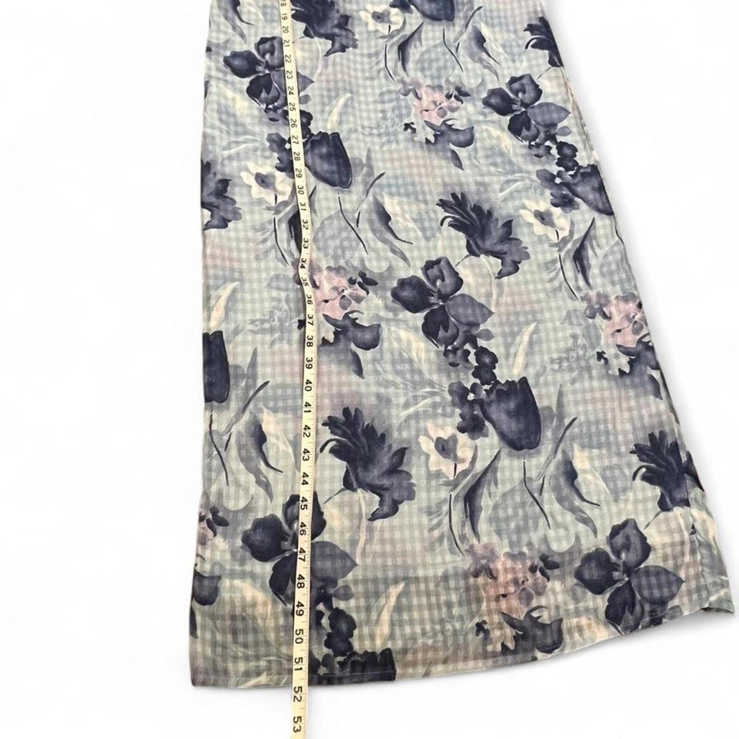 Vintage Y2K Blue Floral Maxi Dress Sheer Overlay