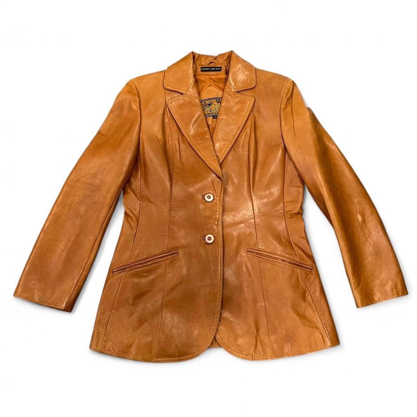 Vintage 90’s cognac leather blazer jacket
