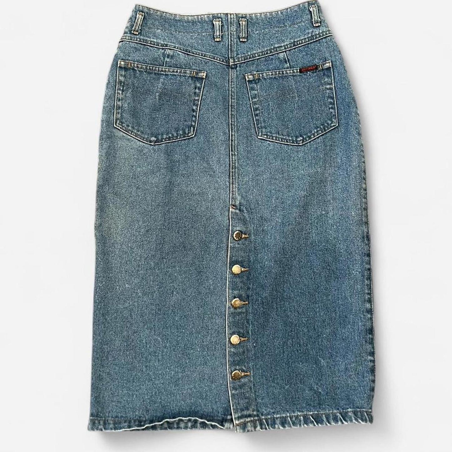 Vintage 90s Denim Midi Skirt High Waisted Y2K Straight Jean Skirt