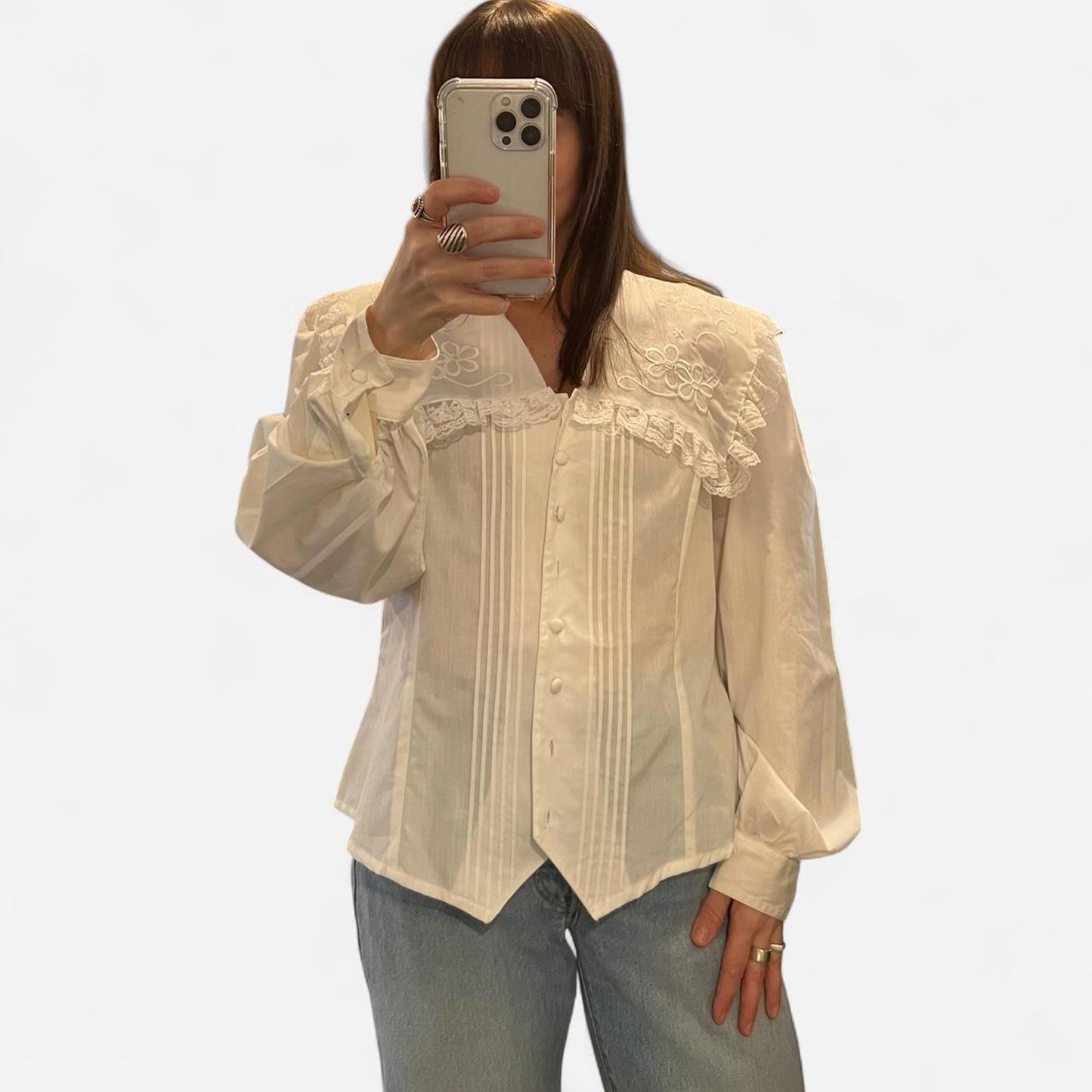 Vintage Prairie Lace Collar Blouse