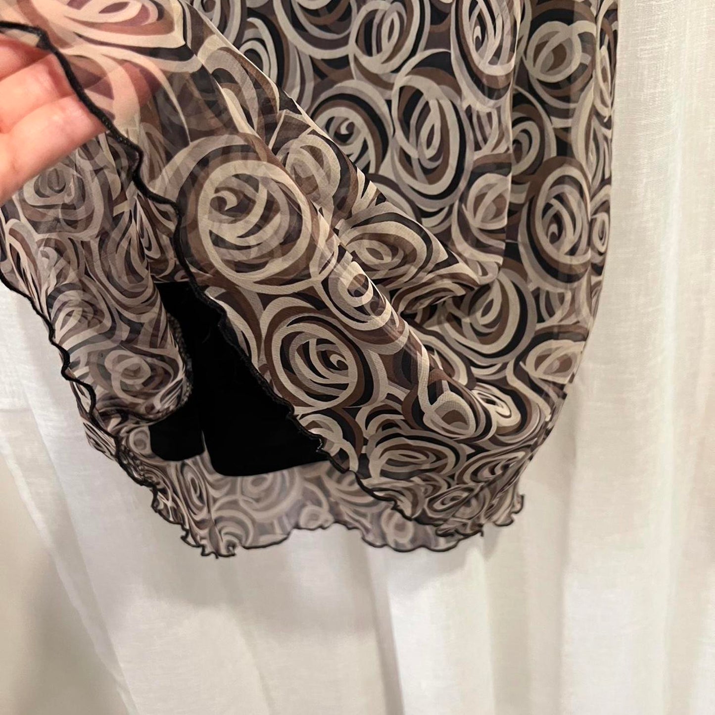 Vintage 90s Sheer Swirl Mesh Midi Skirt