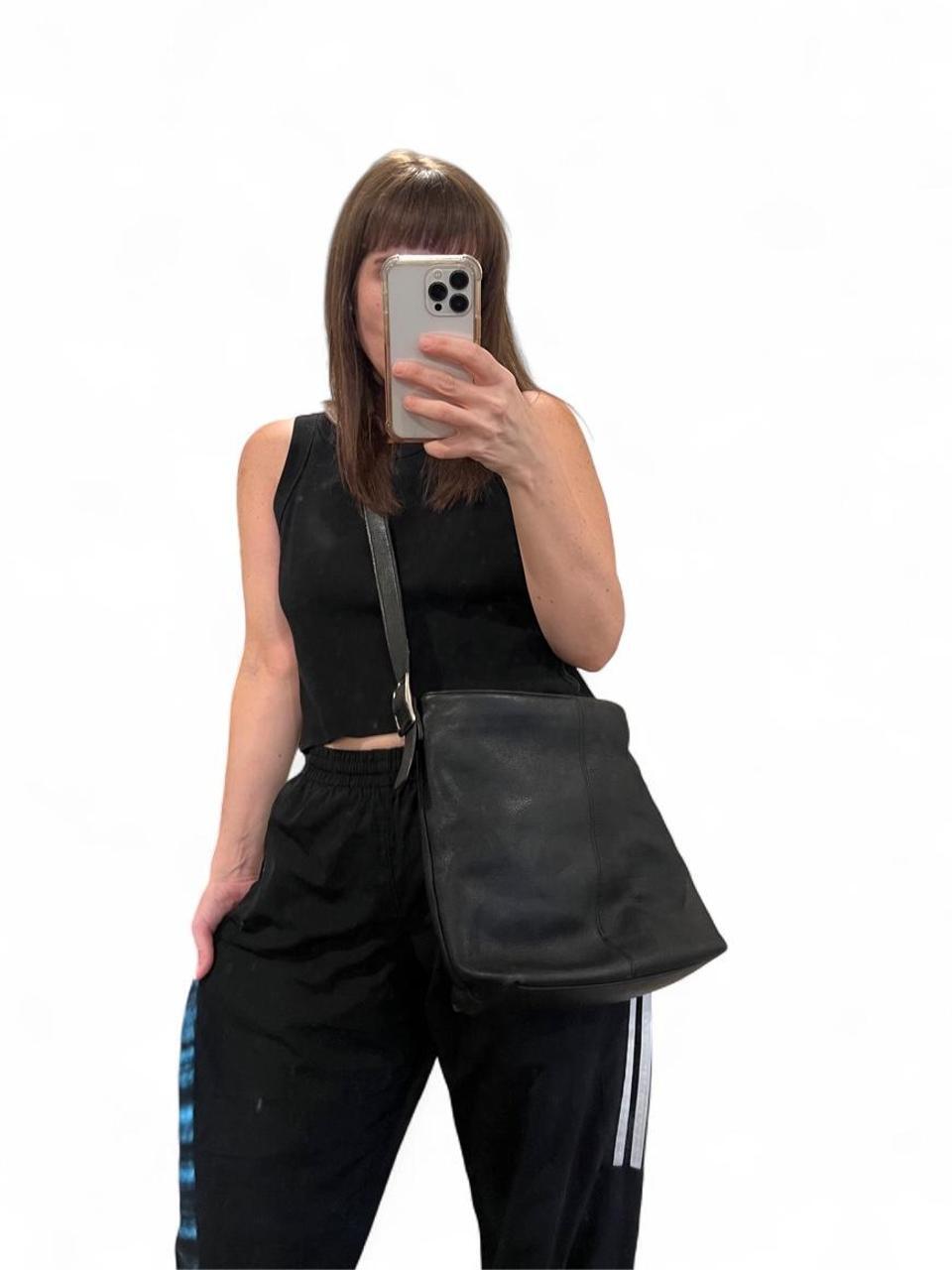 Black Leather Minimalist Shoulder Bag