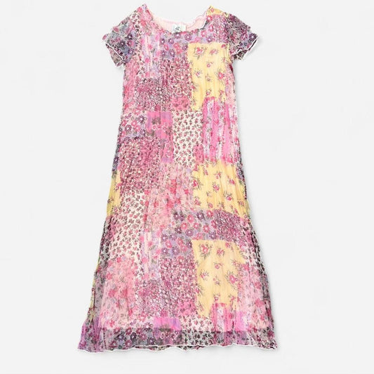 Vintage Y2K Patchwork Floral Mesh Dress