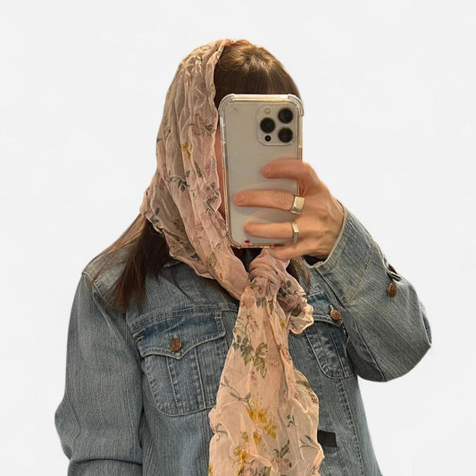 Floral vintage style sheer scarf