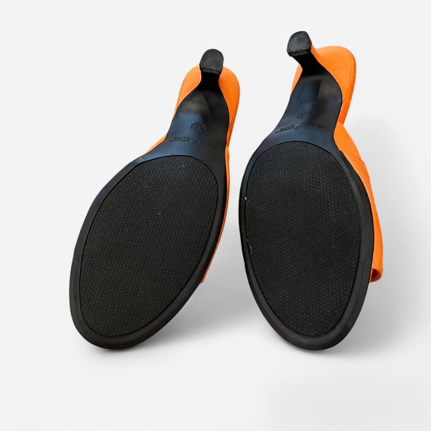 Y2K Orange Kitten Heel Mules Slip On Minimal Heels 6.5