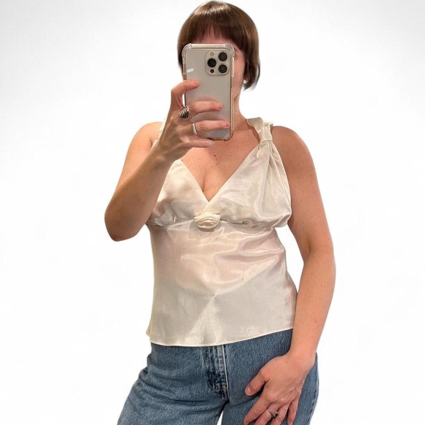 Vintage Y2K Circa 2000 Satin Rose Top