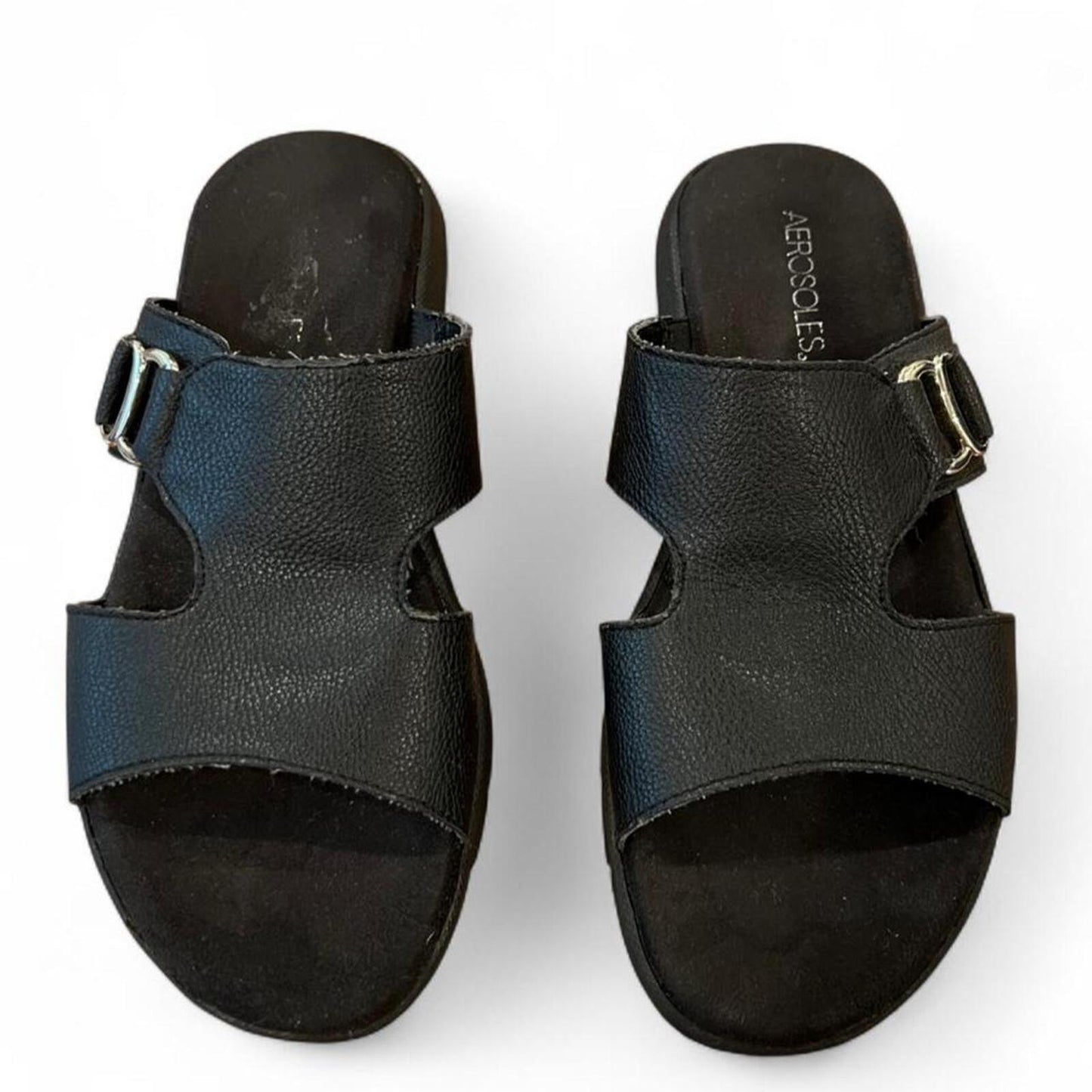 Aerosoles black comfort slide sandals