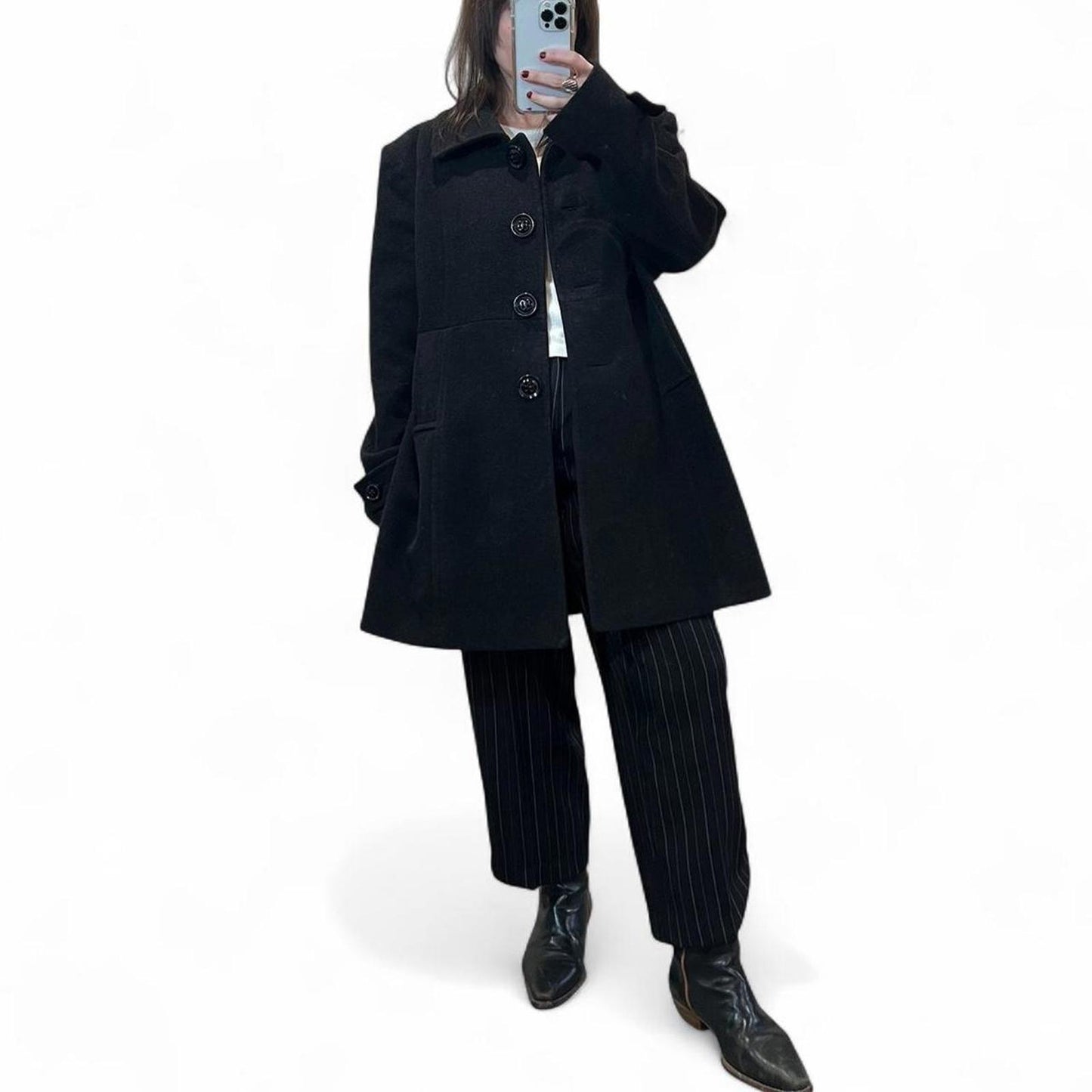 Y2K Black Wool Coat