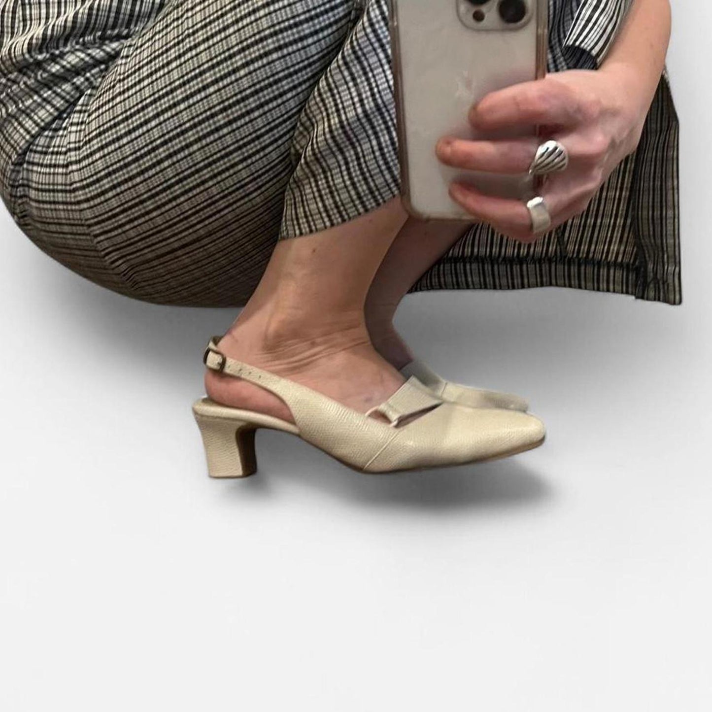 Cream slingback kitten heels
