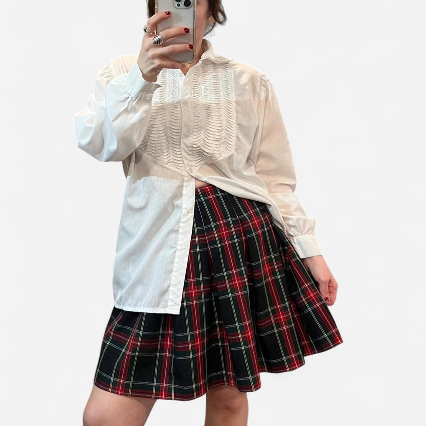Vintage Y2K Plaid Pleated Mini Skirt