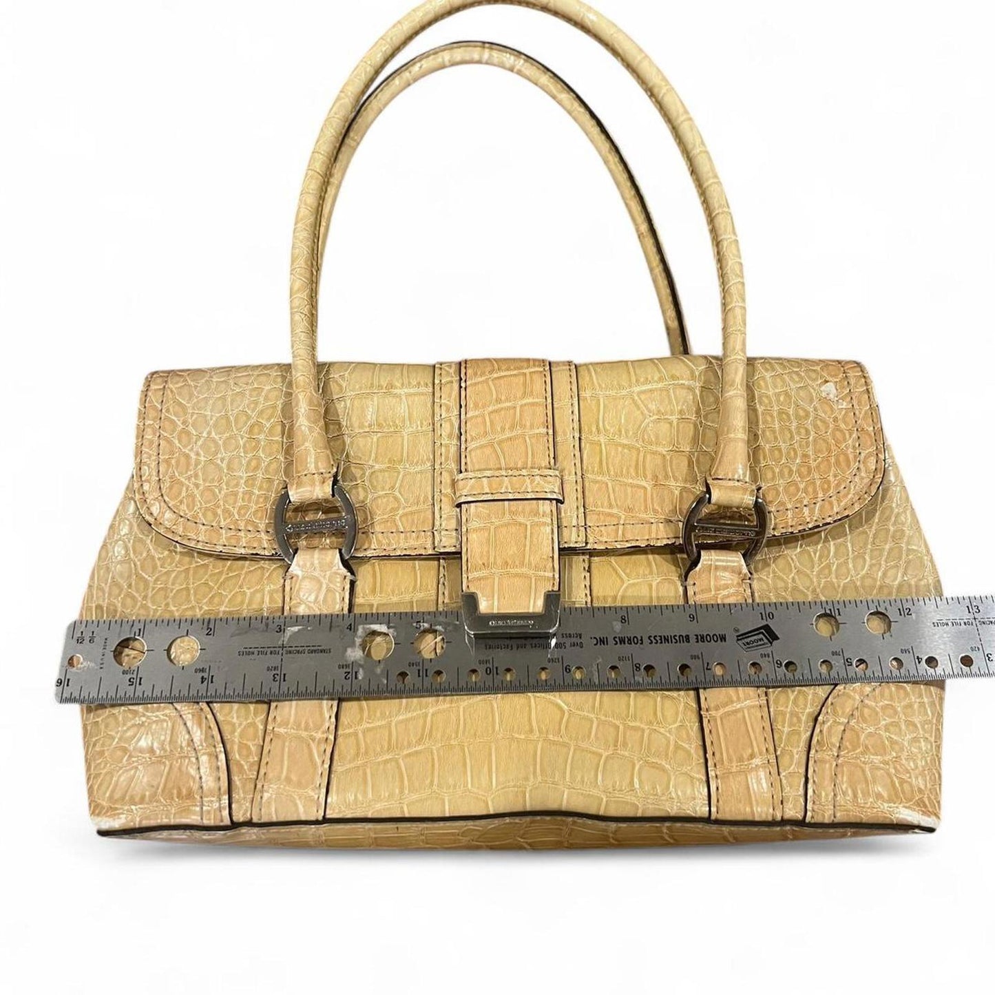 Y2K Vintage Yellow Croc Embossed Shoulder Bag