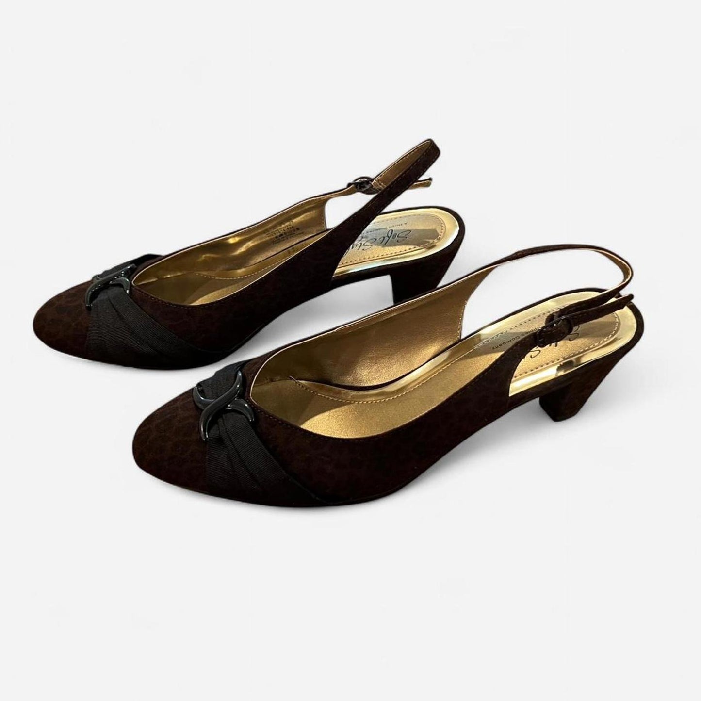Vintage Brown Slingback Kitten Heels