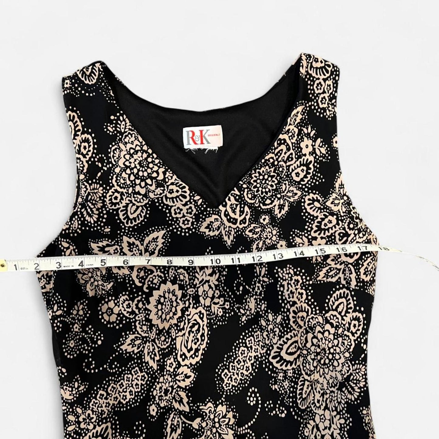 Vintage 90’s Black Floral Midi Dress