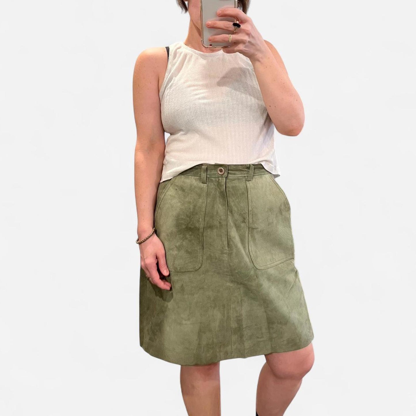 Vintage 90s Olive Suede Skirt