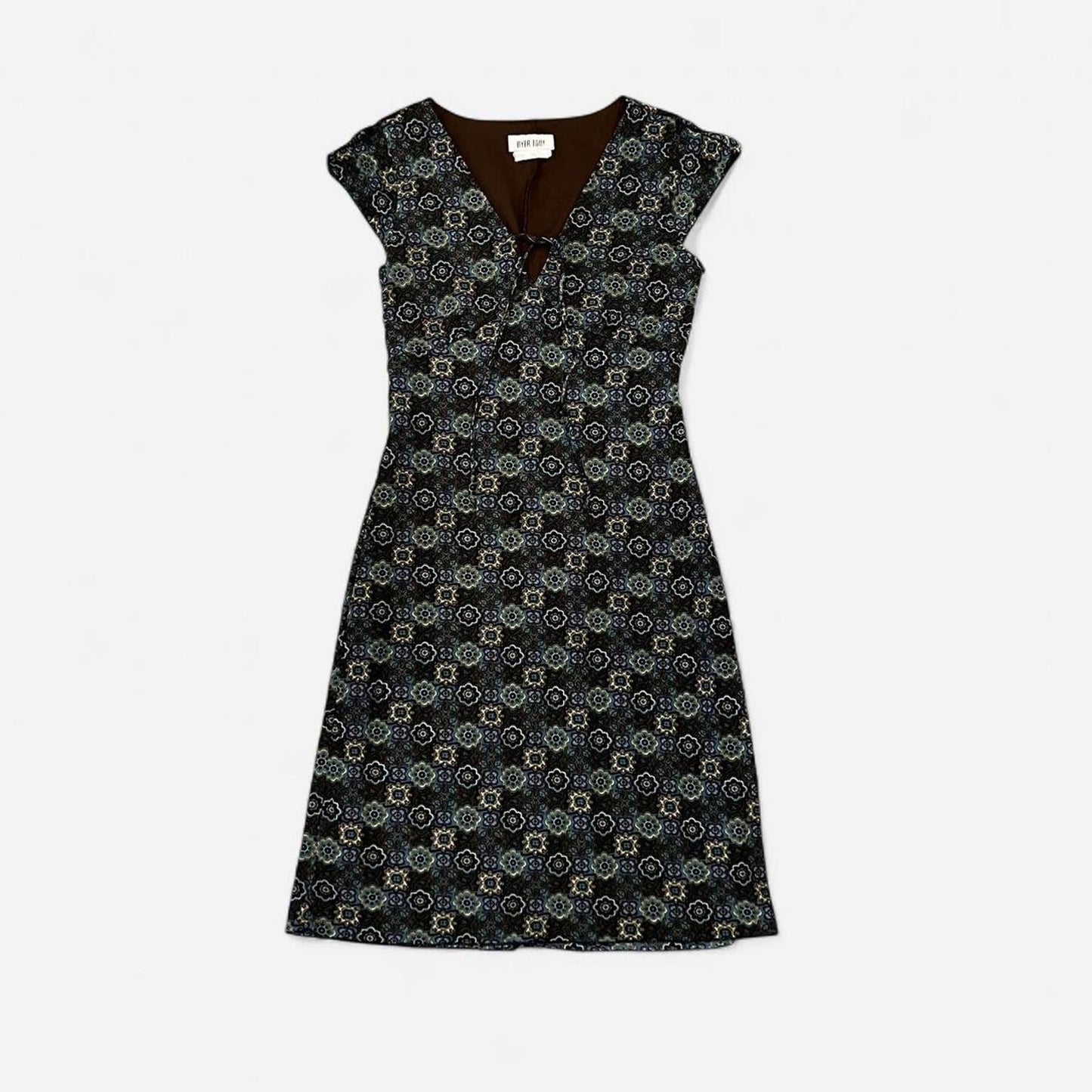 Vintage 90s Blue Floral Mini Dress V Neck Slip Style