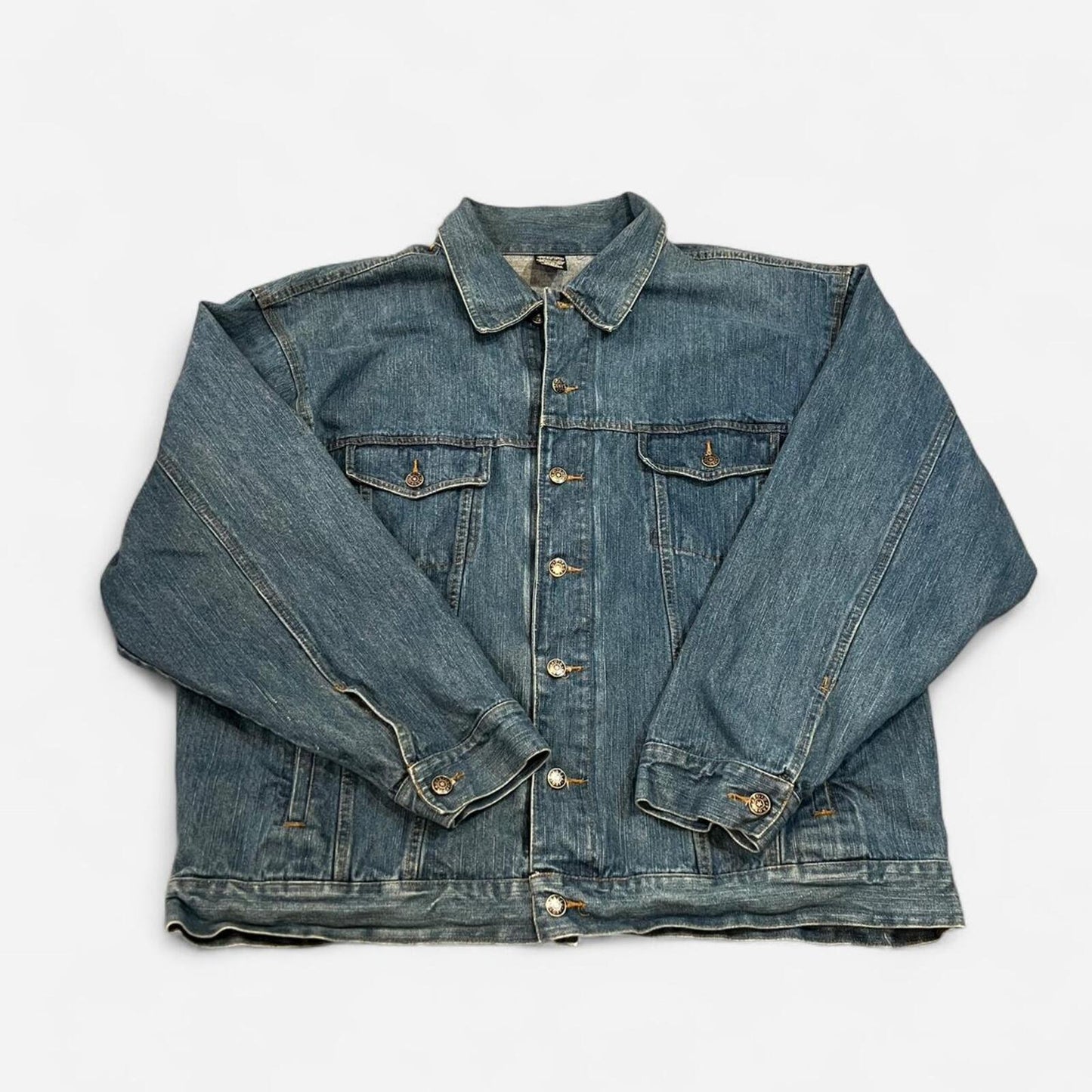 Vintage Y2K Oversized Denim Trucker Jacket XL Faded Wash