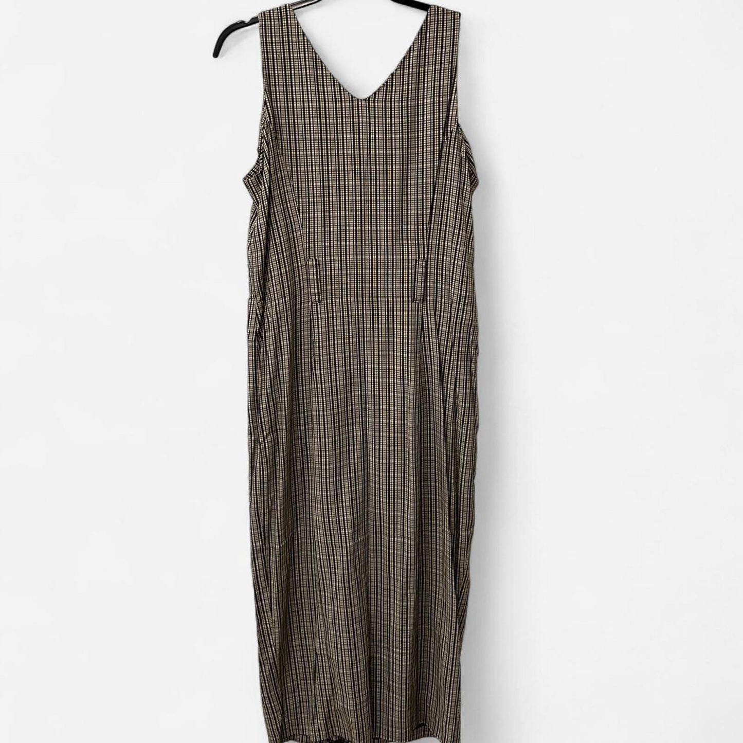 Vintage 90’s Black & White Gingham Button Front Midi Dress