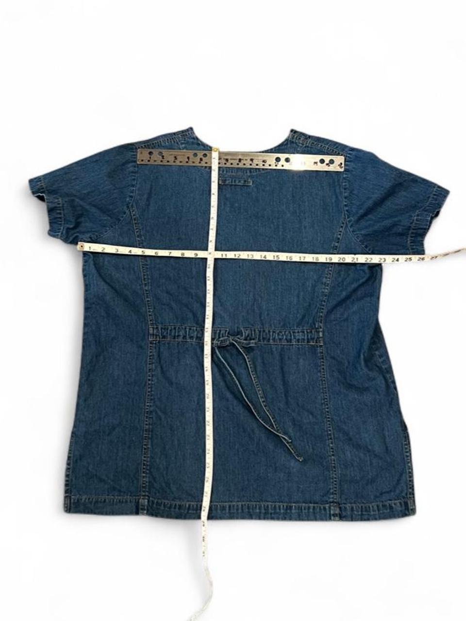 Vintage 90s Denim Utility Tunic Top Button Front Shirt Jacket
