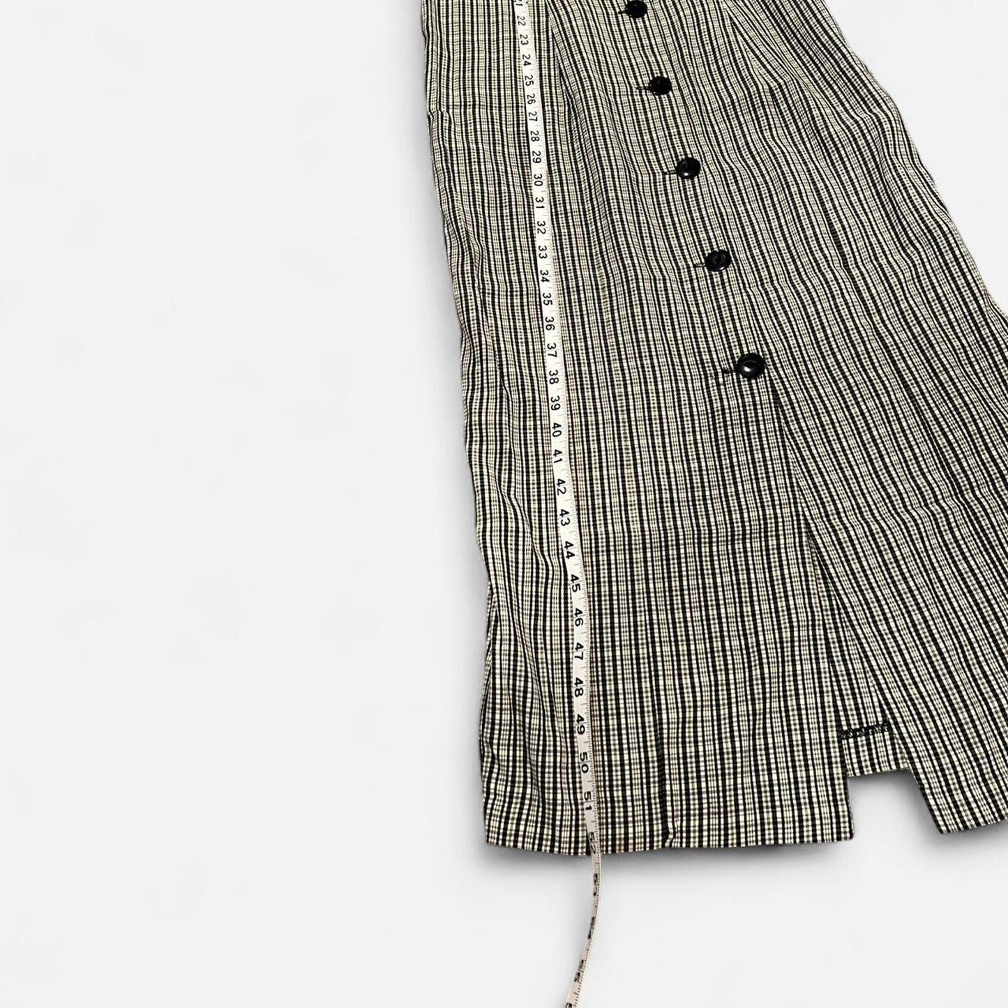 Vintage 90’s Black & White Gingham Button Front Midi Dress