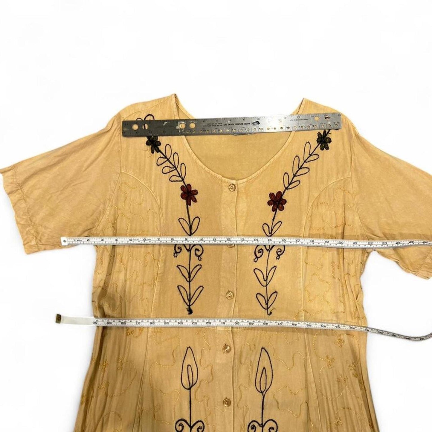 Vintage 90s Embroidered Boho Maxi Dress