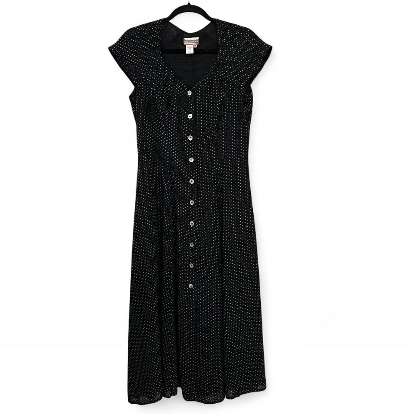 Vintage Polka Dot Button Midi Dress