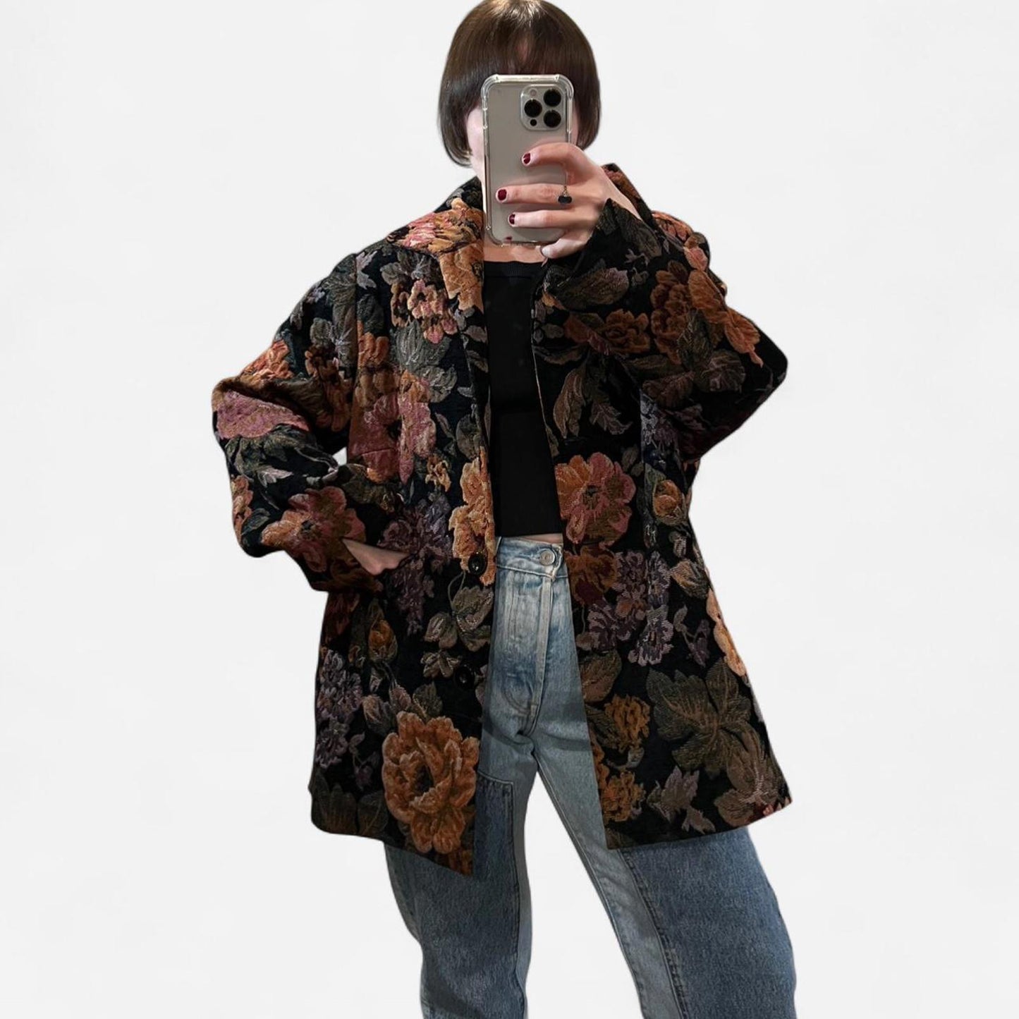 Vintage Y2K Floral Tapestry Jacket
