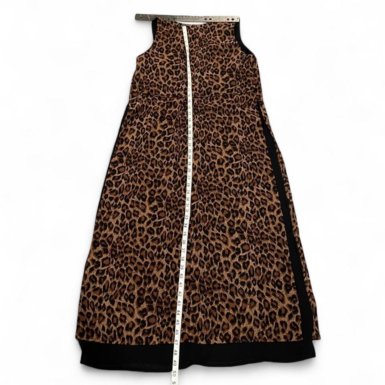 Vintage Leopard Print Maxi Dress Sheer Overlay Sleeveless Dress