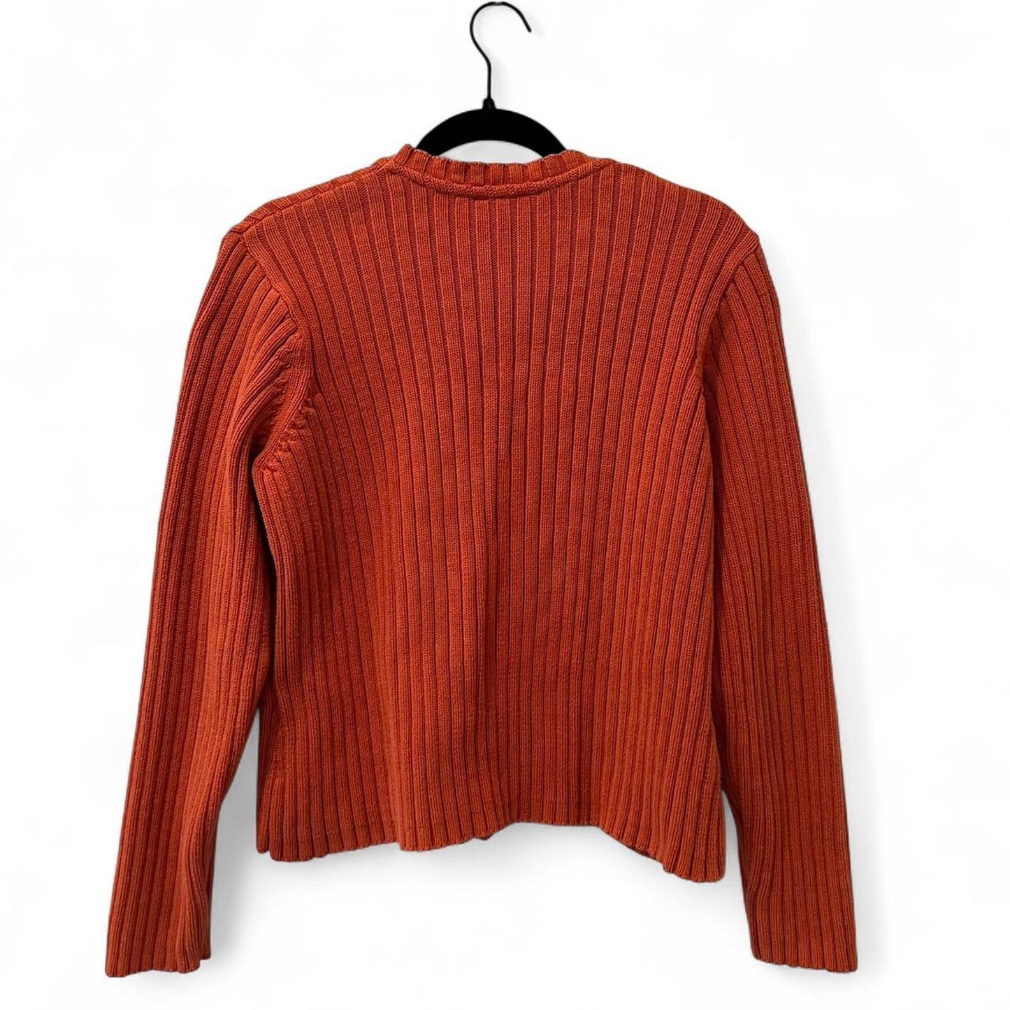 Y2K Orange Ribbed Zip-Up Cardigan