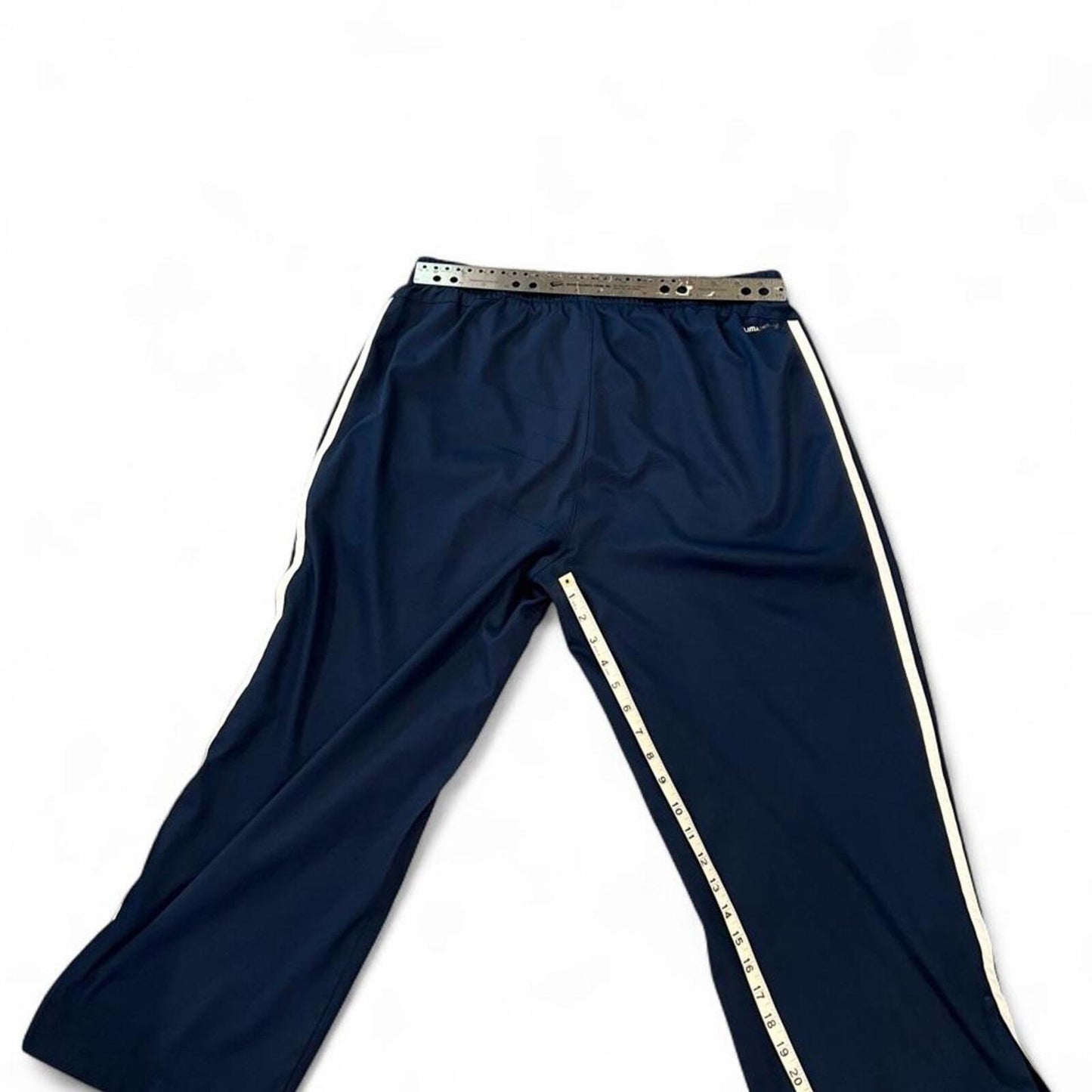 Adidas Navy Wide Leg Track Pants Y2K 3 Stripe Windbreaker Pants