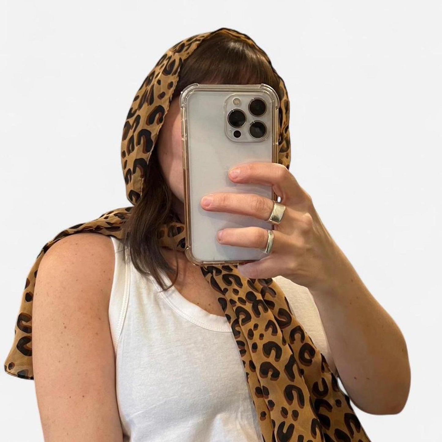 Vintage Leopard Print Silk Scarf