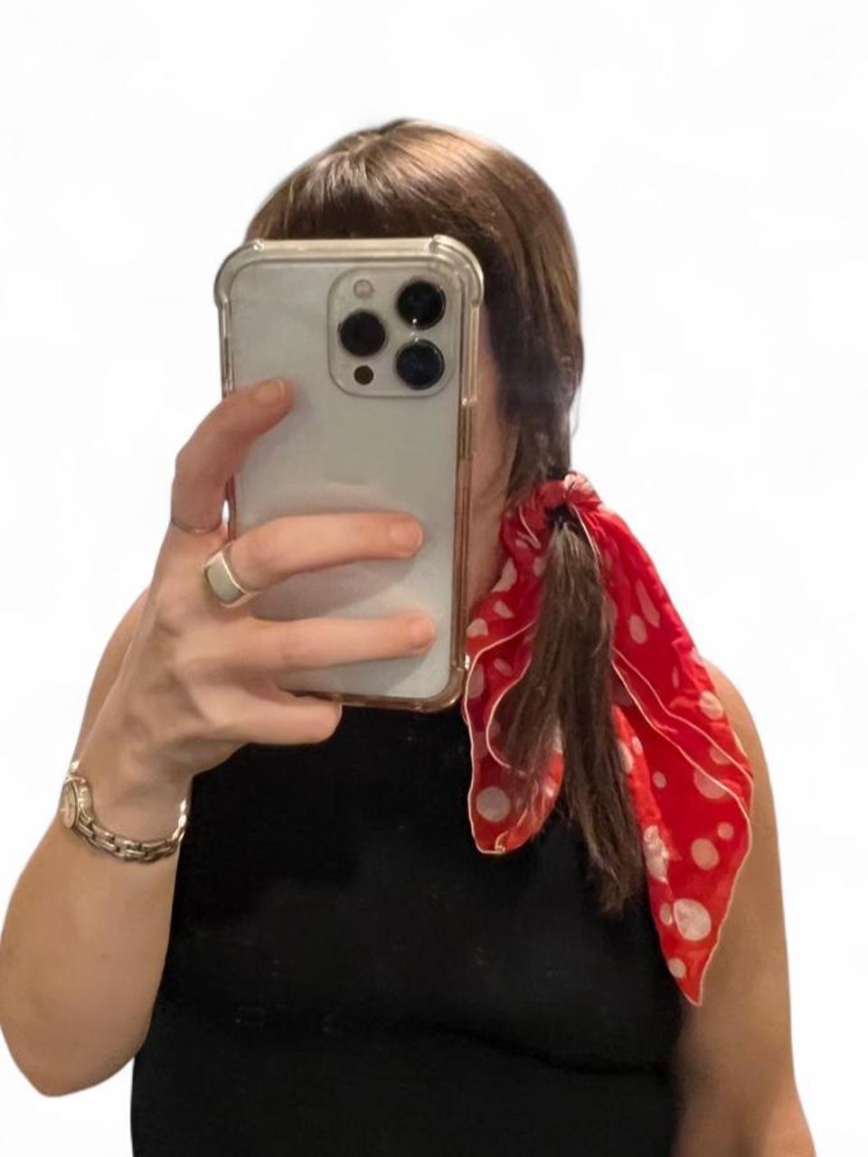 Vintage Red Polka Dot Silk Hair Scarf Bandana