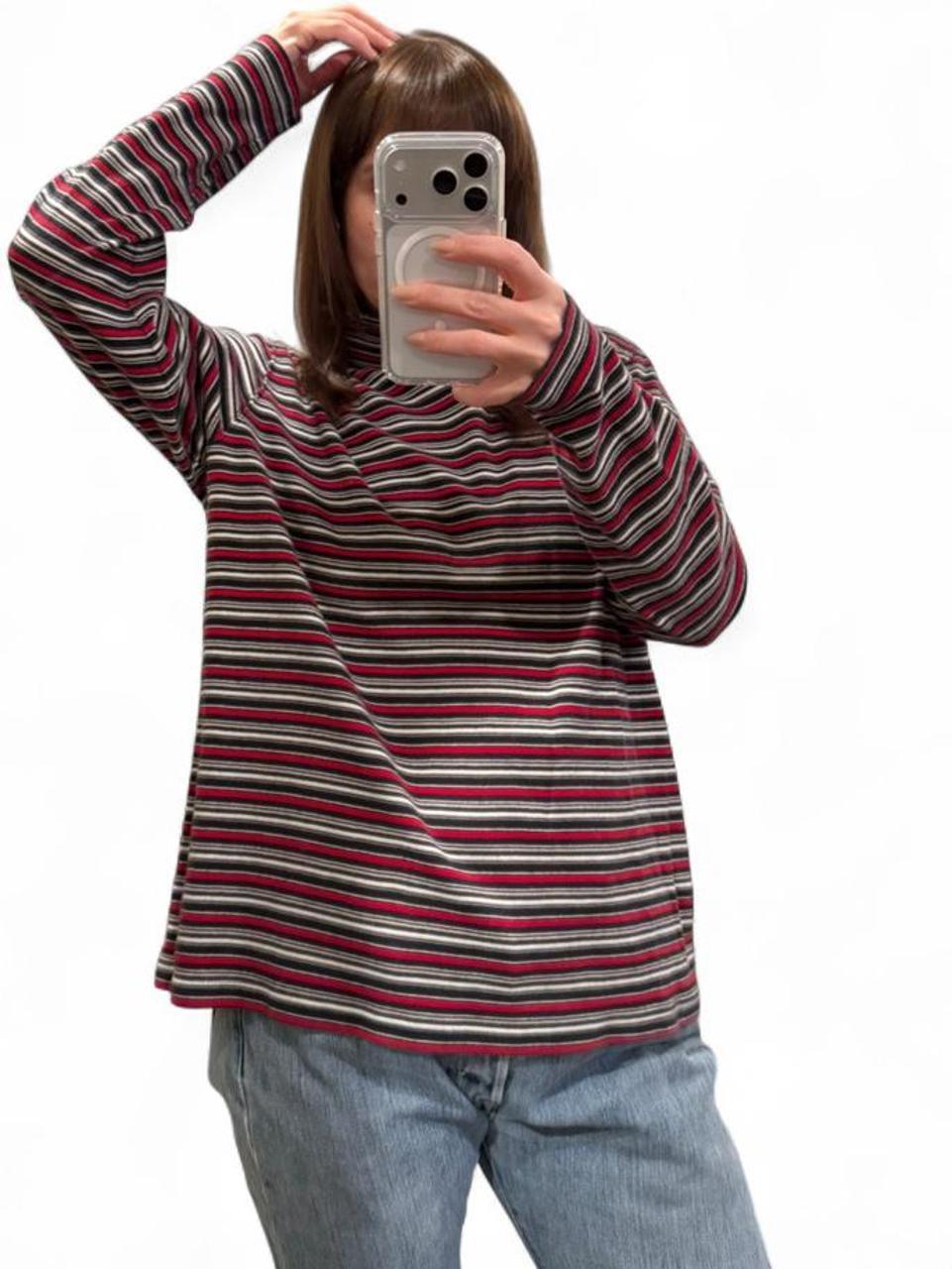 Vintage 90s Striped Mock Neck Long Sleeve