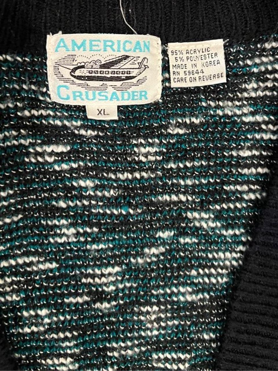 Vintage 90s Abstract Knit Grandpa Cardigan Oversized XL