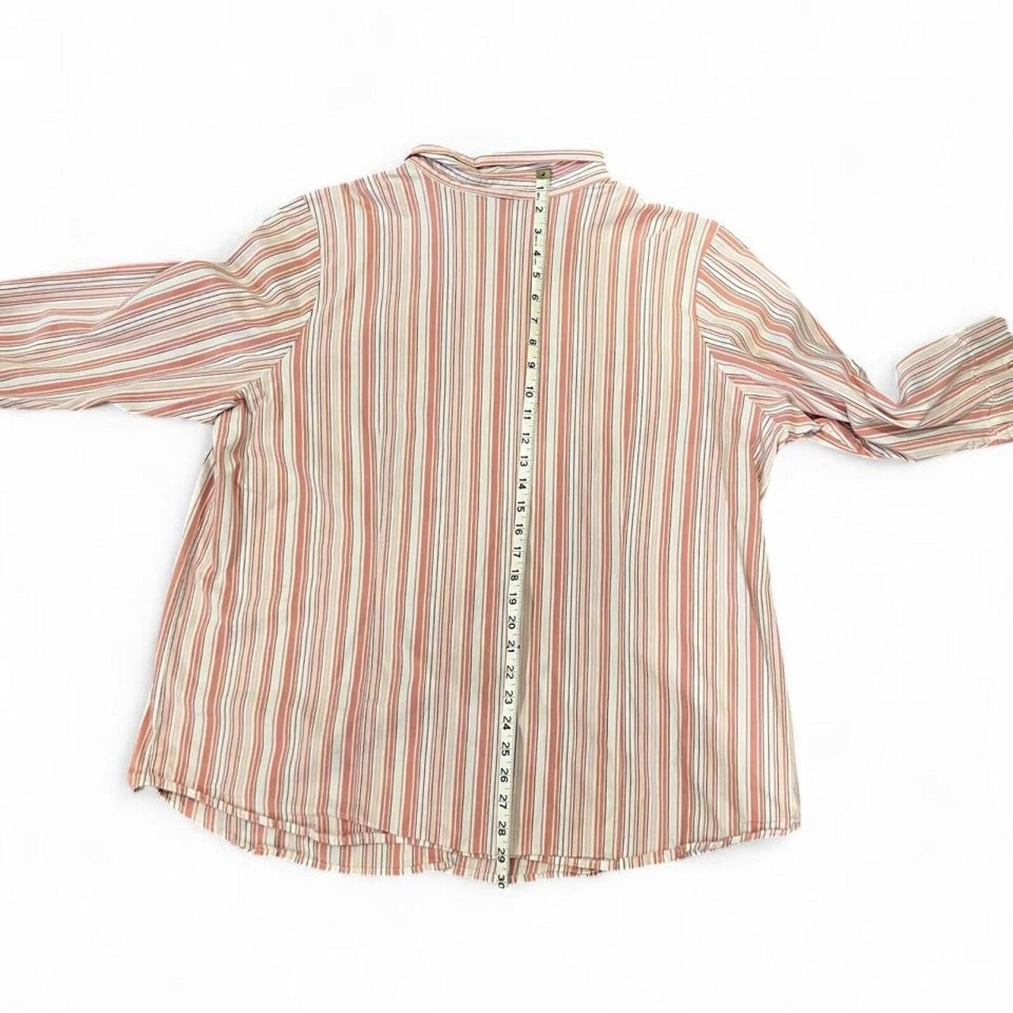 Y2K Pink Cotton Stripe Button Up Shirt Oversized Preppy Coastal 3X