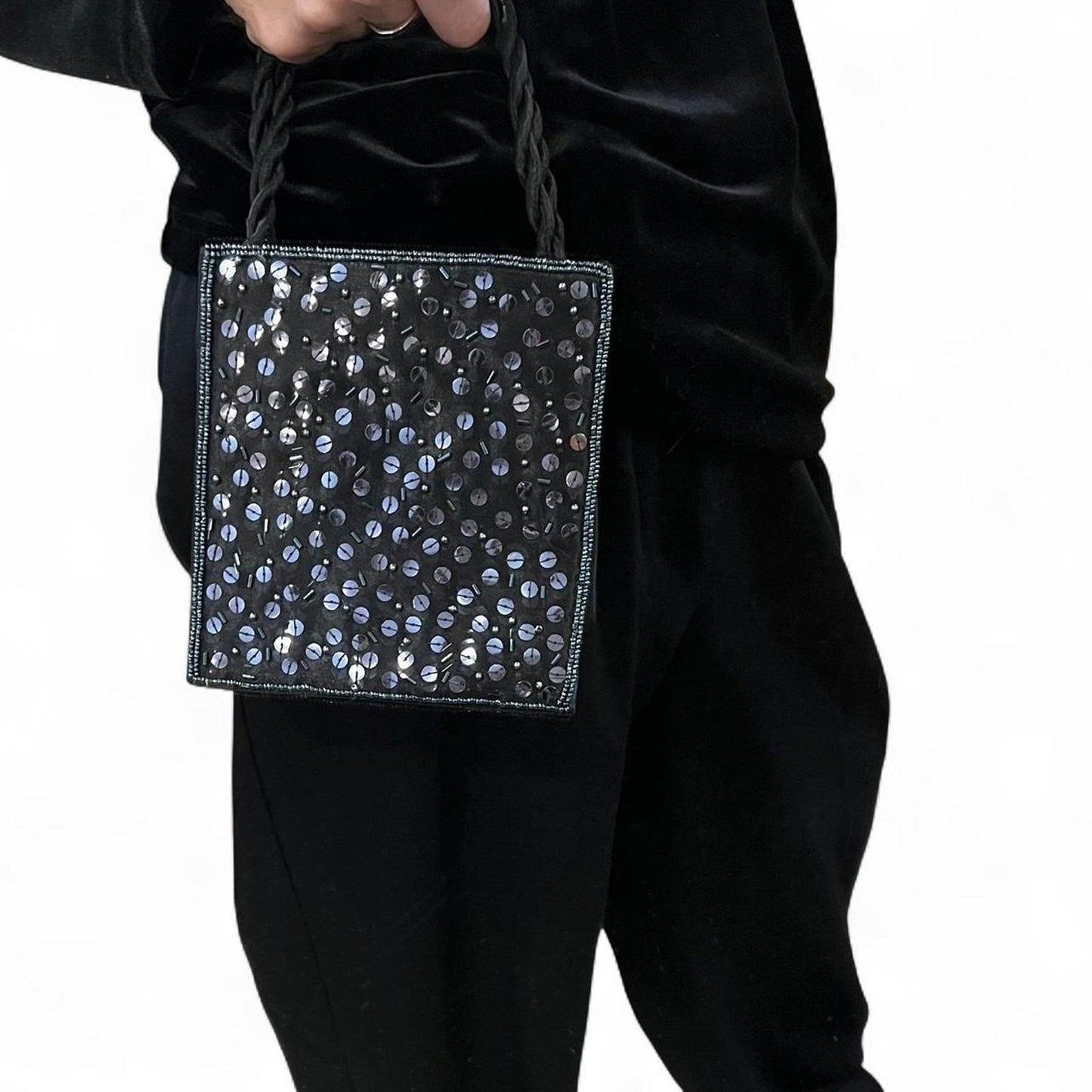 Vintage Black Sequin Mini Evening Bag